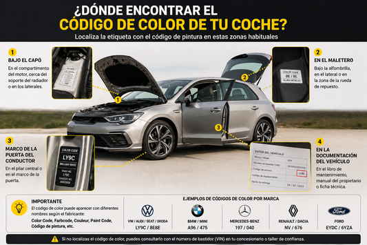 Cómo encontrar el código de color de tu coche y pedir la pintura exacta